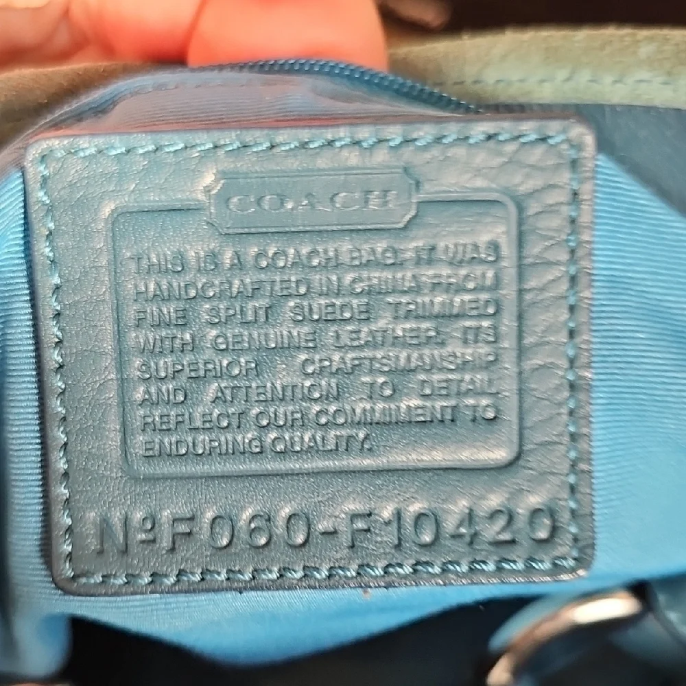 Coach 2006 Hamptons Suede Hobo Bag Teal Blue with Silver Hardware